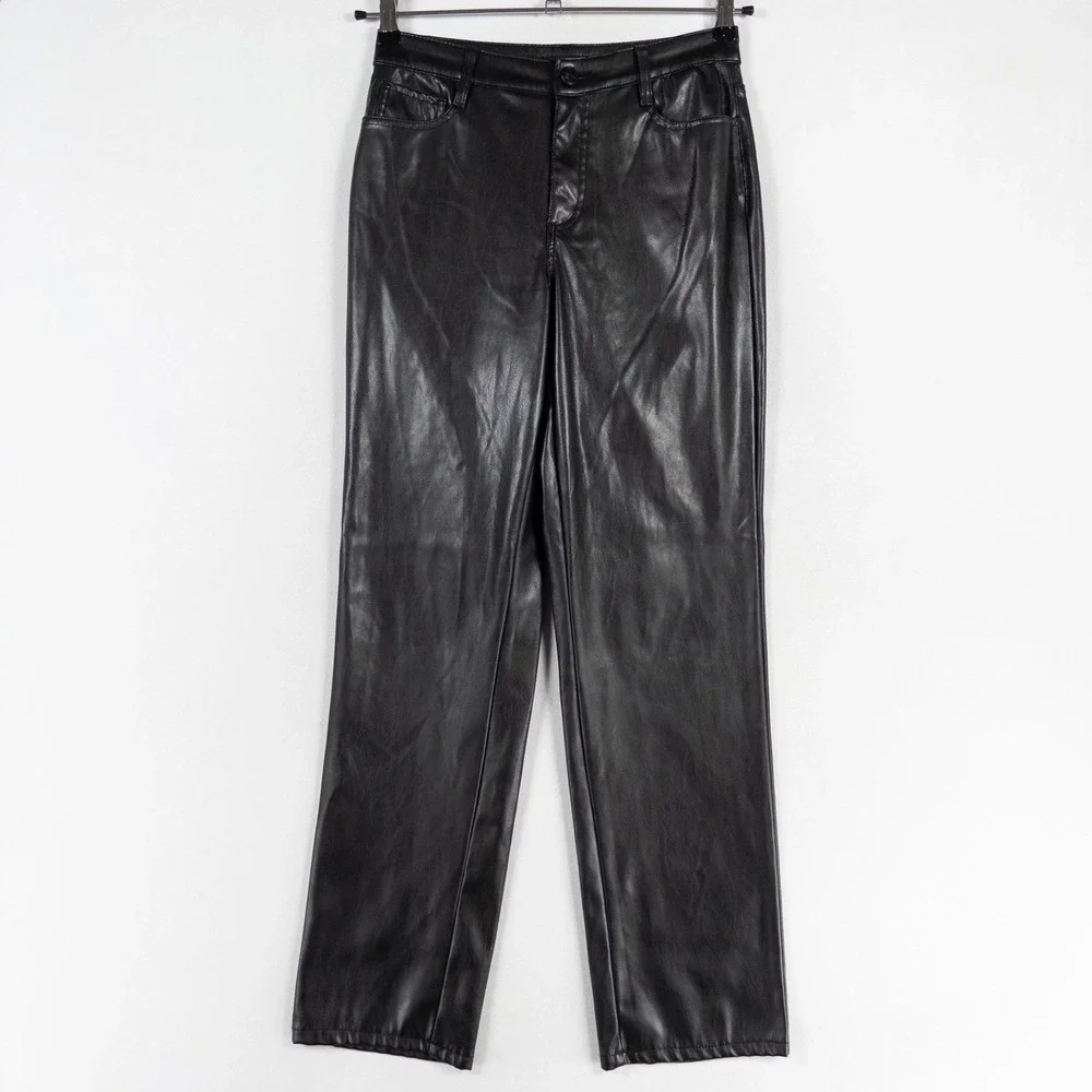Dollhouse Pants 5/6 Black Faux Leather Straight Leg Y2K Grunge Streetwear Club
